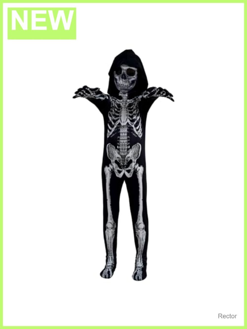 Skeleton Costume Full Body Jumpsuit with Hood Adult Halloween Dress Up